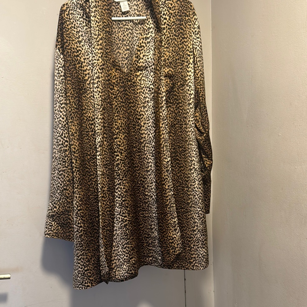 Leopard Print Long Sleeve Blouse